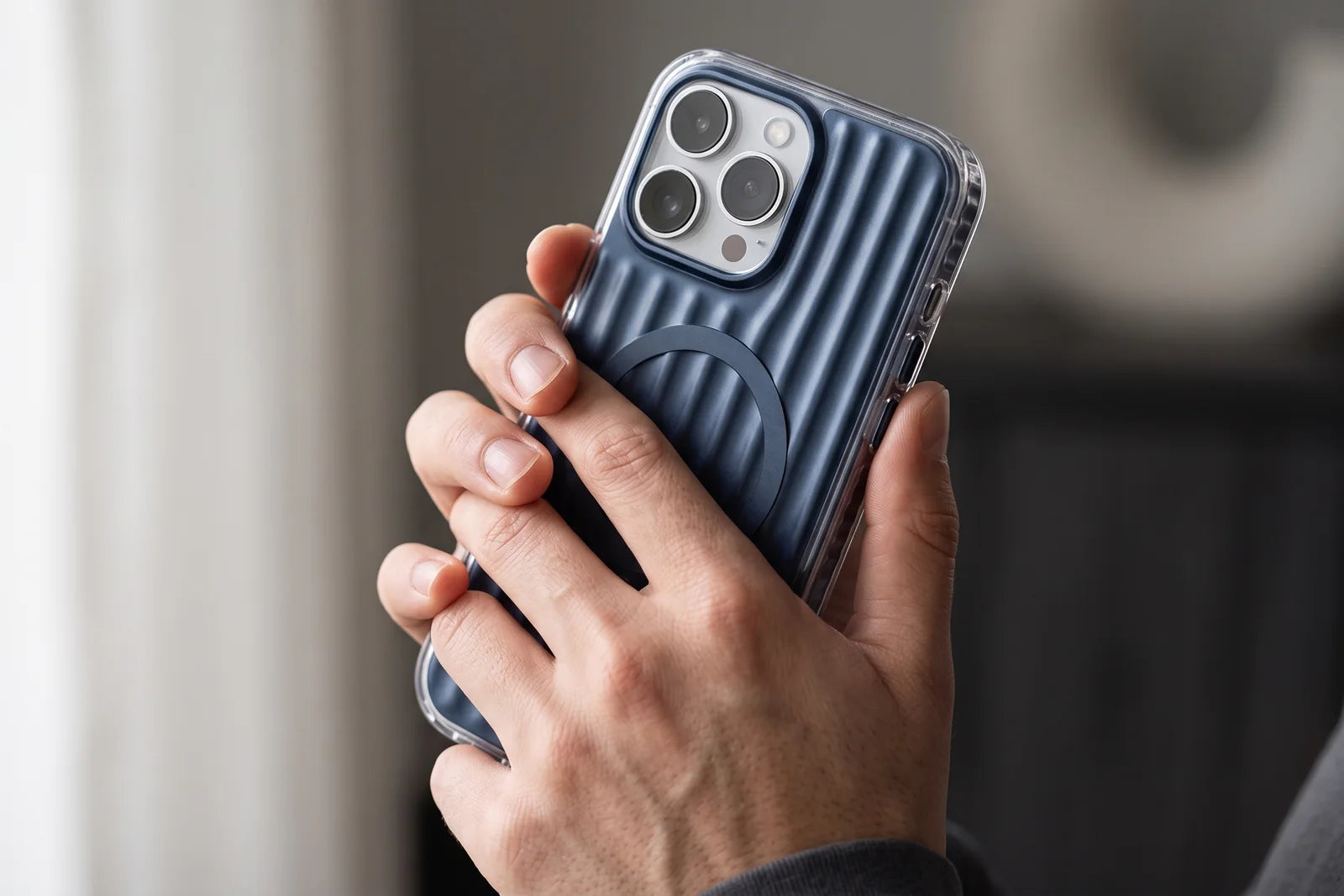 CaseBear ribbed phone case used during a warm daily commute